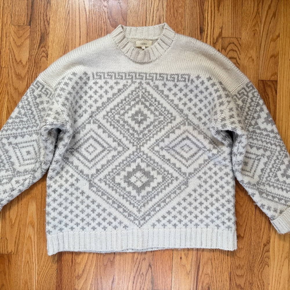 OZMA Diamond Crew Highland Wool Sweater